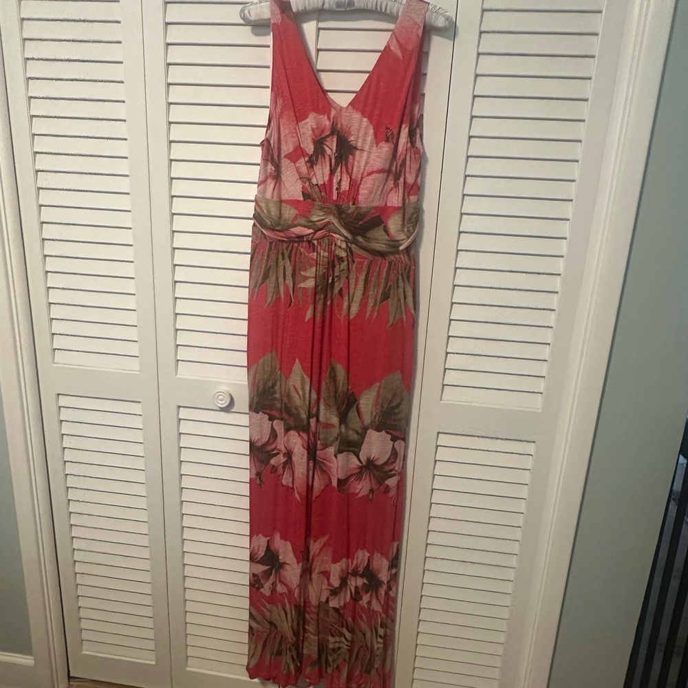 Tommy Bahama Floral Maxi Dress in Pink and Tan